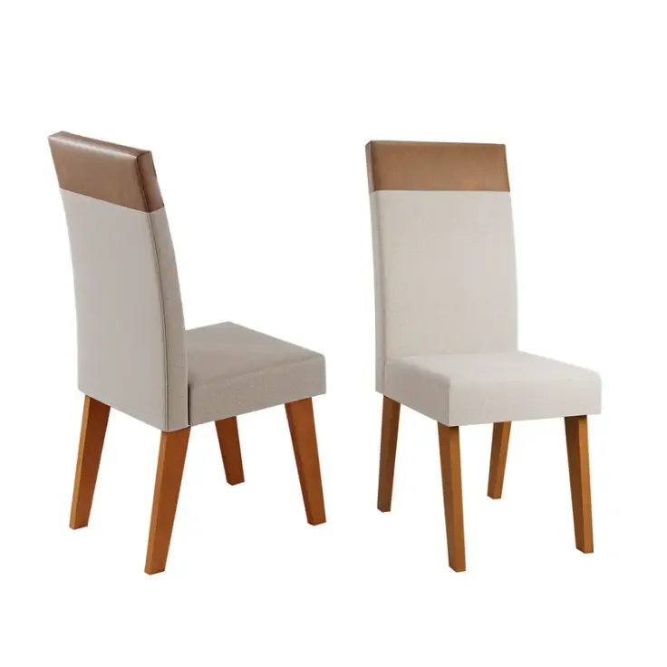 CADEIRA VIERO VENEZA PES DE MADEIRA NATURAL LINHO BRONZE