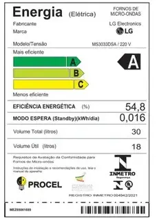 FORNO MICROONDAS 30LT LG NEO CHEFF MS3033DSA PRETO 220V 2