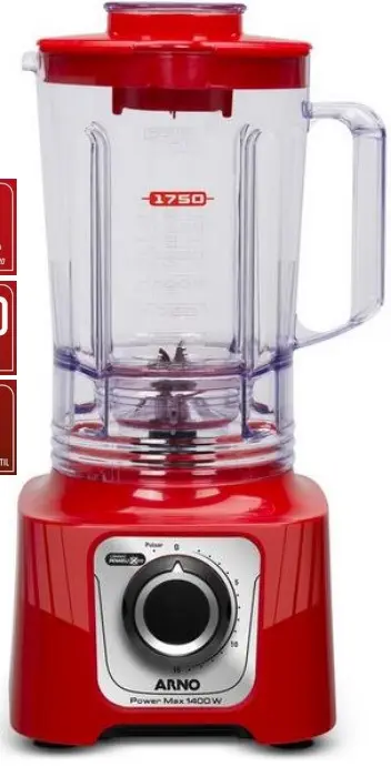 LIQUIDIFICADOR ARNO POWER MAX LN63 3,1LT 1.400W VERMELHO