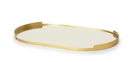 BANDEJA MART 15984 EM METAL COM ESPELHO DOURADA G(BL)