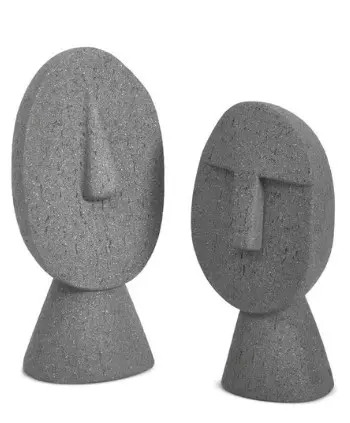 ESCULTURA MART 17498 EM POLIRRESINA FACE CINZA M(BL)