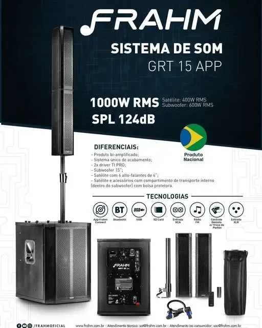 CAIXA SOM FRAHM GRT 15 APP ATIVO PRETO