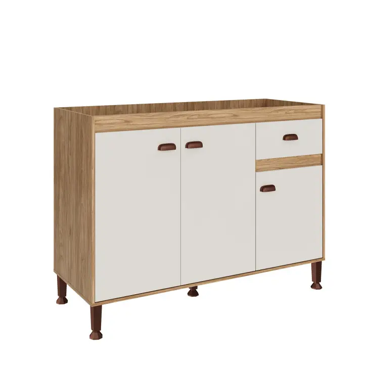 BALCAO MOVELBENTO TORINO MDP 1.20MT 2PT S/TAMPO MB1030 MEL/OFF WHITE