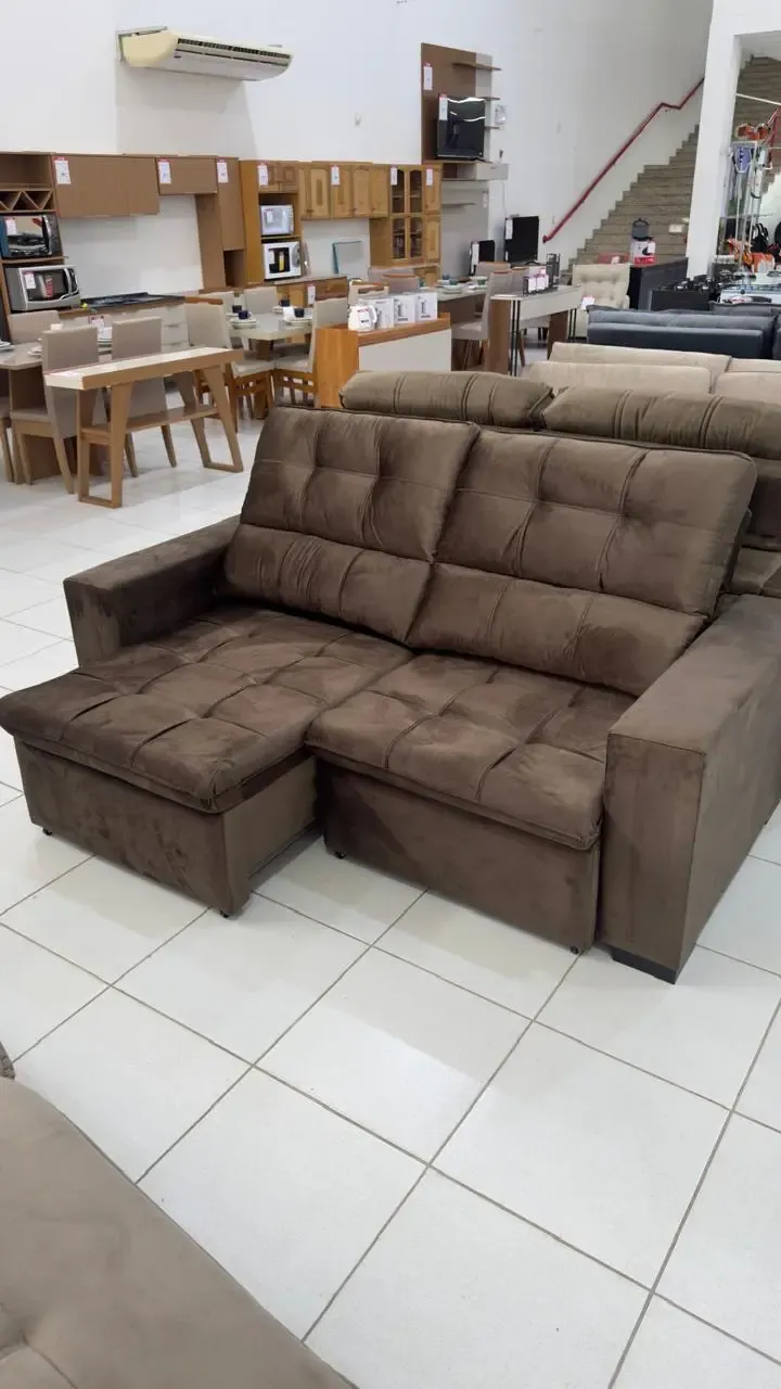 ESTOFADO SANTA HELENA TIMBE C/ MOLA 2.06MT 0239 SUEDE MARROM BROWN