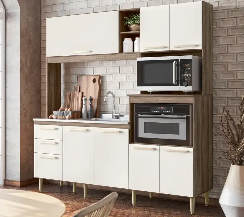 KIT COZINHA NICIOLI PIATA 1.90LX2.00A 1889-277 MDF CARVALHO/OFF WHITE