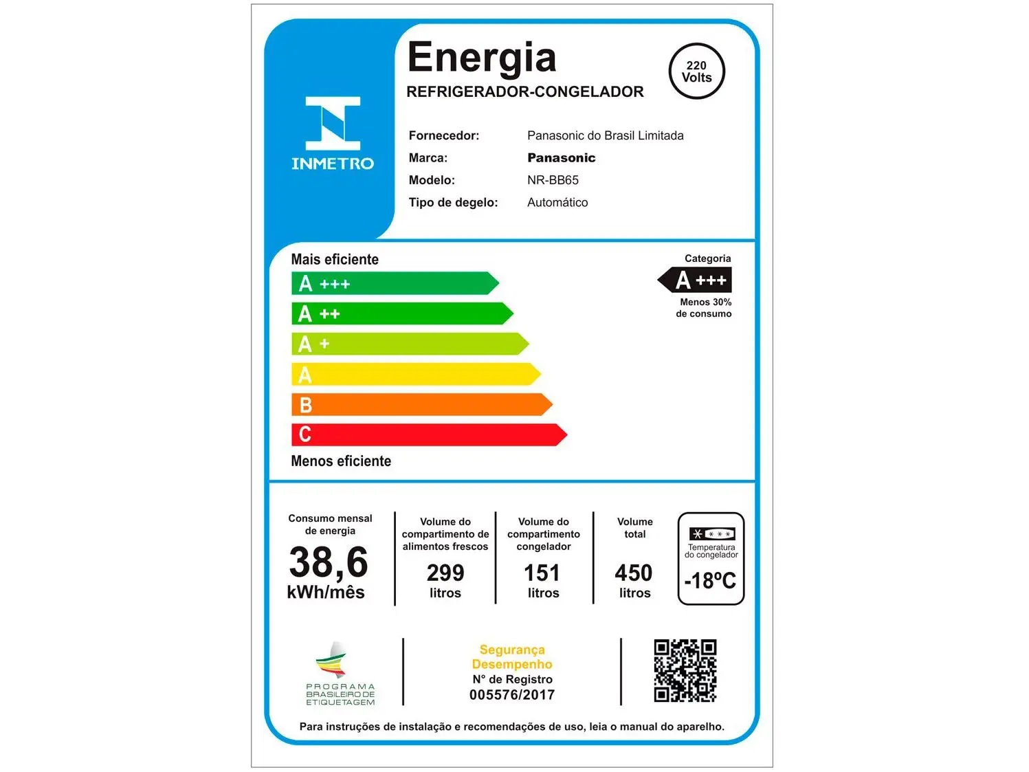 REFRIGERADOR PANASONIC NR-BB65GVFMB 450LT FROST FREE INVERSE/INVERTER MIRROR GLASS 220V 2