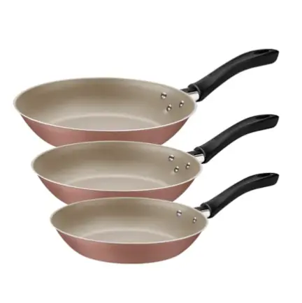 JOGO FRIGIDEIRA TRAMONTINA 3PC LINZ MOCACCINO 20297/309 ANTIGA -ROSA 20297/409