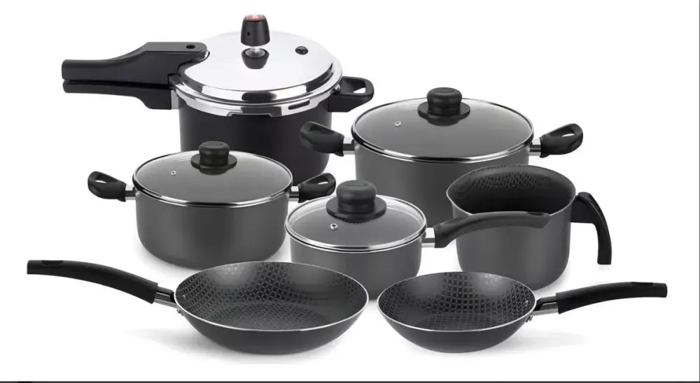 JOGO PANELA MULTIFLON GOURMET 7PÇ PRETO C/ PANELA PRESSAO