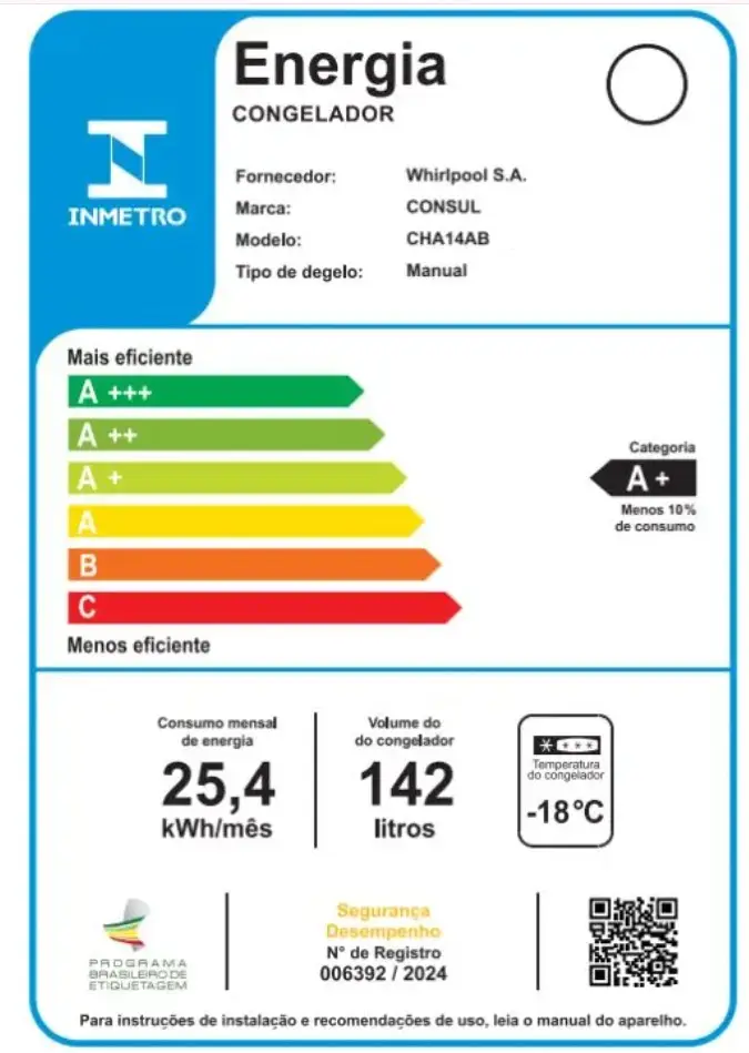 FREEZER HORIZONTAL CONSUL CHA14ABBNA 142L BRANCO 220V 2