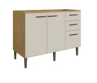 BALCAO PIA CADORIN MAY MDF 1.20MT 2PT 3GV 6320 FREIJO/AREIA