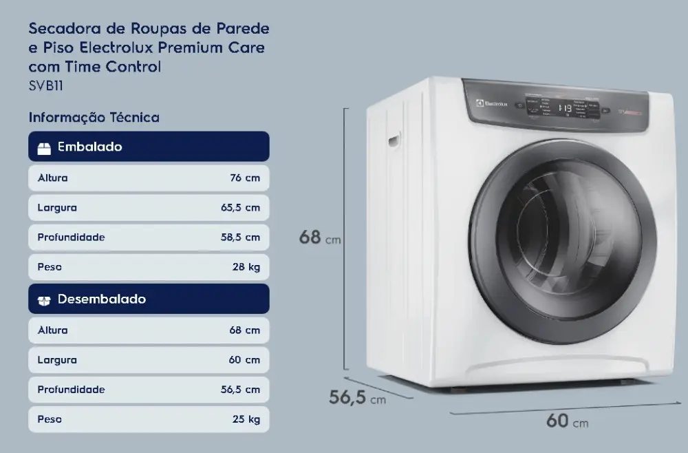 SECADORA ELECTROLUX SVB11 11KG BRANCA 220V