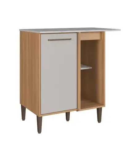 BALCAO DELMARCO JADE 0.90CM 1PT C/TAMPO CANTO RETO JA9115 FREIJO/ARENAS