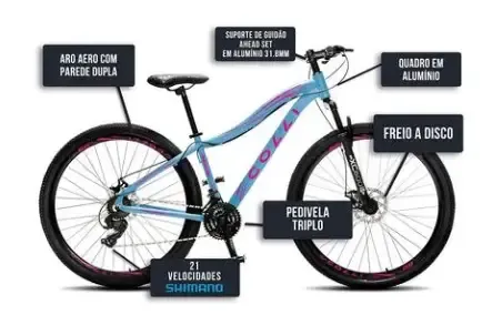 BICICLETA A29 COLLI  EUDORA ALUM. SHIMANO AZUL CHAMPANHE