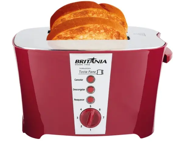 TOSTADOR BRITANIA TOSTA PANE VERMELHO/INOX 220V - TORRADEIRA
