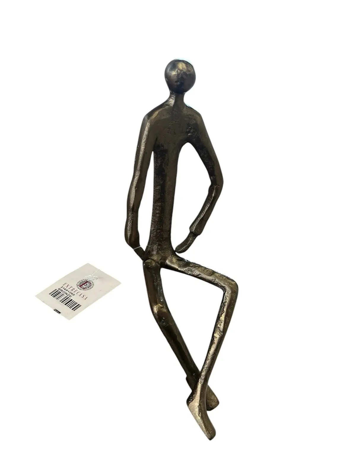 ESCULTURA ENTRECASA HOMEM PERNA CRUZADO METAL 21691(BL)