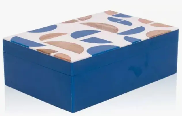 CAIXA ENTRECASA RETANGULAR MEIO CIRCULO RESINA  AZUL 22275(BL)