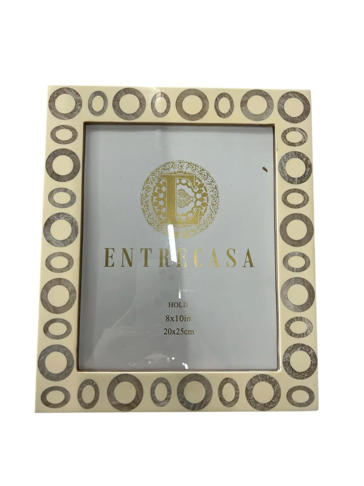 PORTA RETRATO ENTRECASA COM CIRCULOS OFF WHITE M 22292(BL)