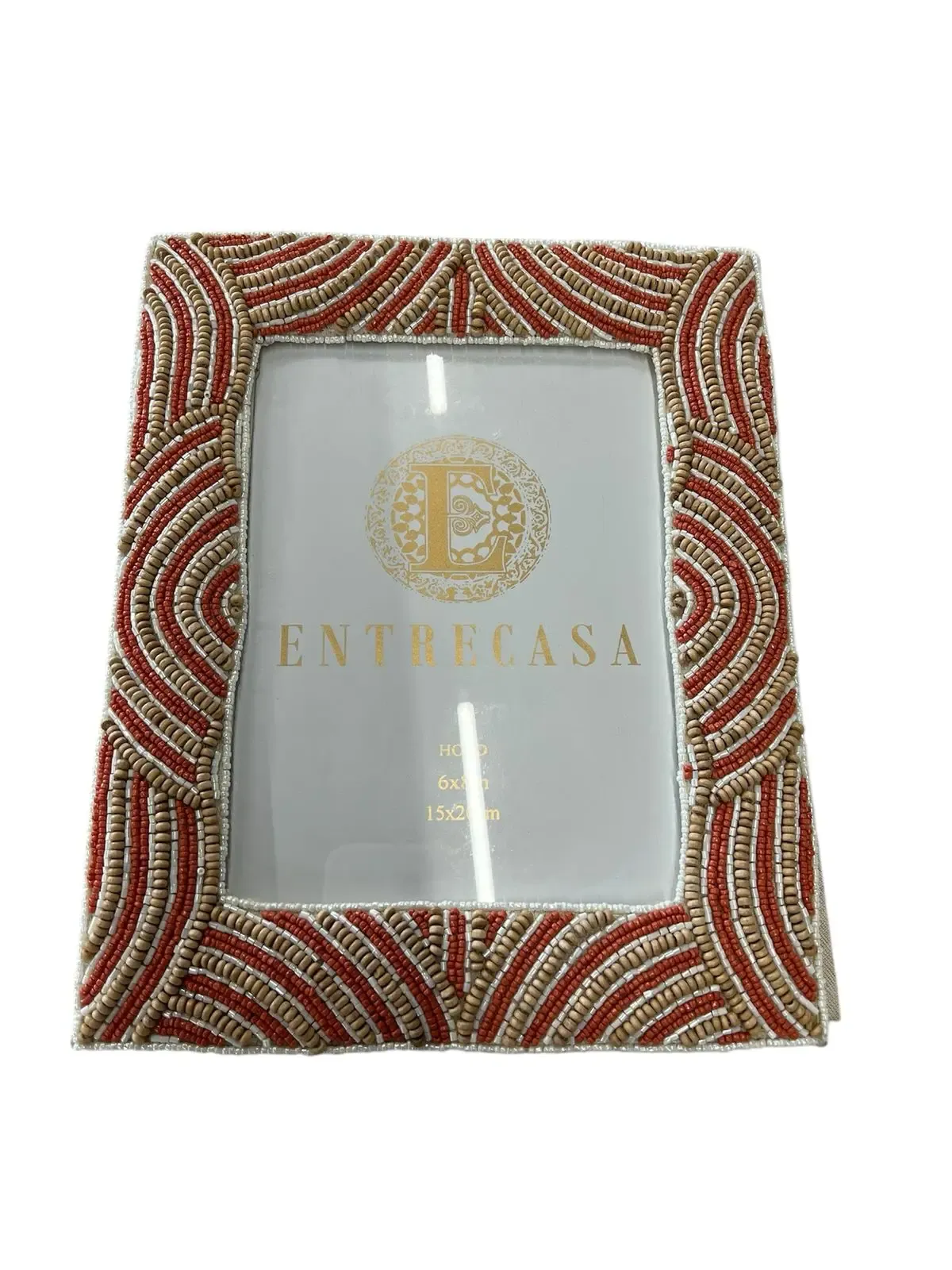 PORTA RETRATO ENTRECASA BORDADO MADEIRA CORAL M 23113(BL)