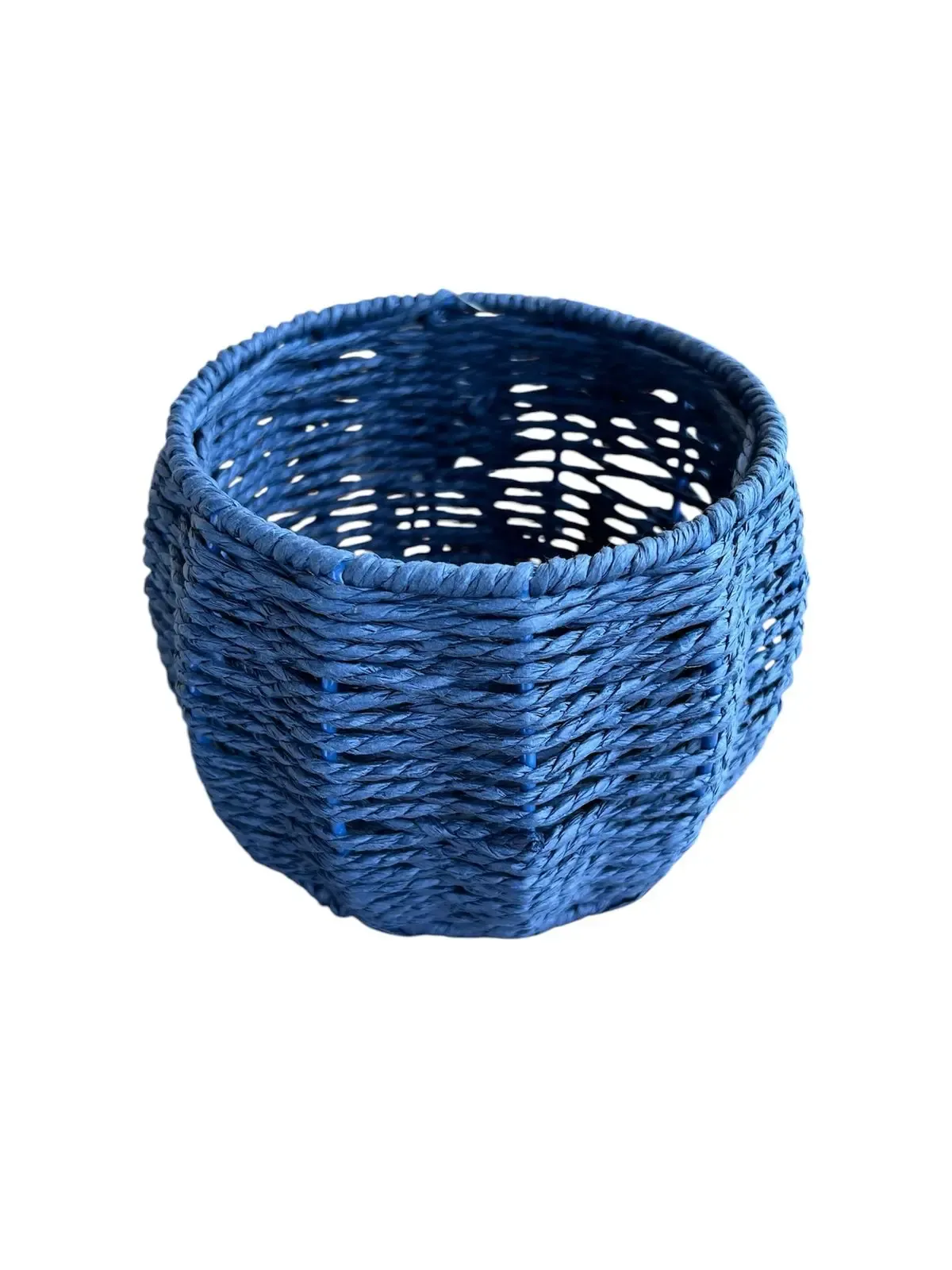 CACHEPOT ENTRECASA SEXTAVADO EM PALHA AZUL P 23353(BL)