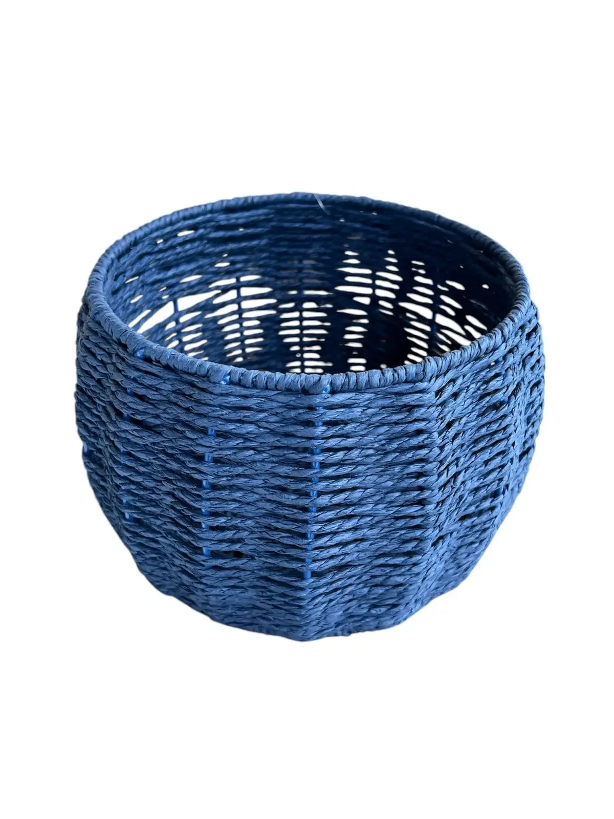 CACHEPOT ENTRECASA SEXTAVADO EM PALHA AZUL M 23354(BL)