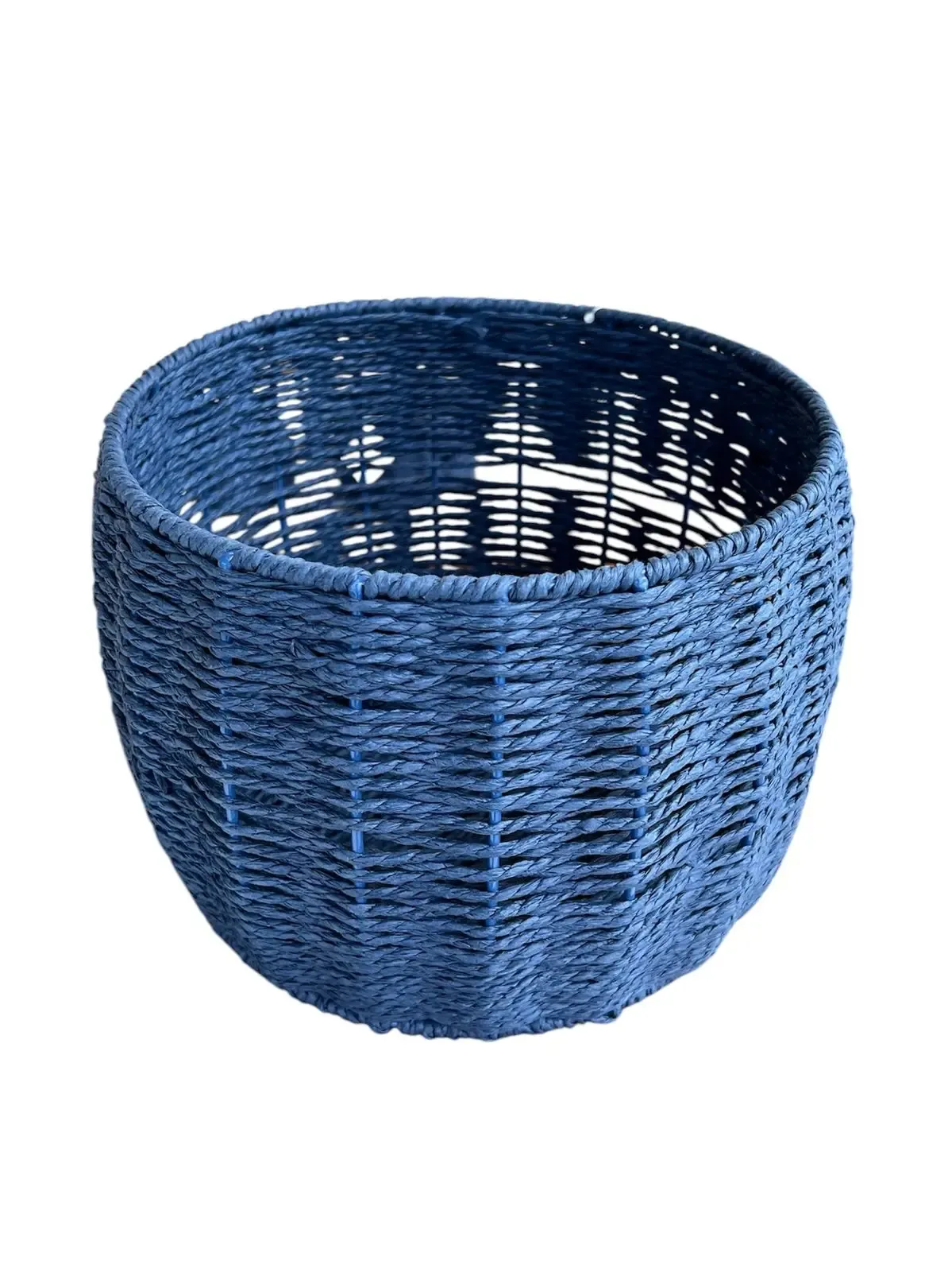 CACHEPOT ENTRECASA SEXTAVADO EM PALHA AZUL G 23355(BL)