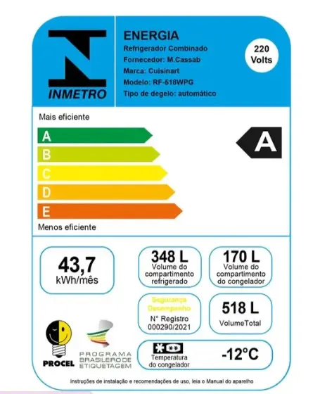 REFRIGERADOR CUISINART MULT DOOR SIDE BY SIDE CINZA 518L 220V(BL) 3