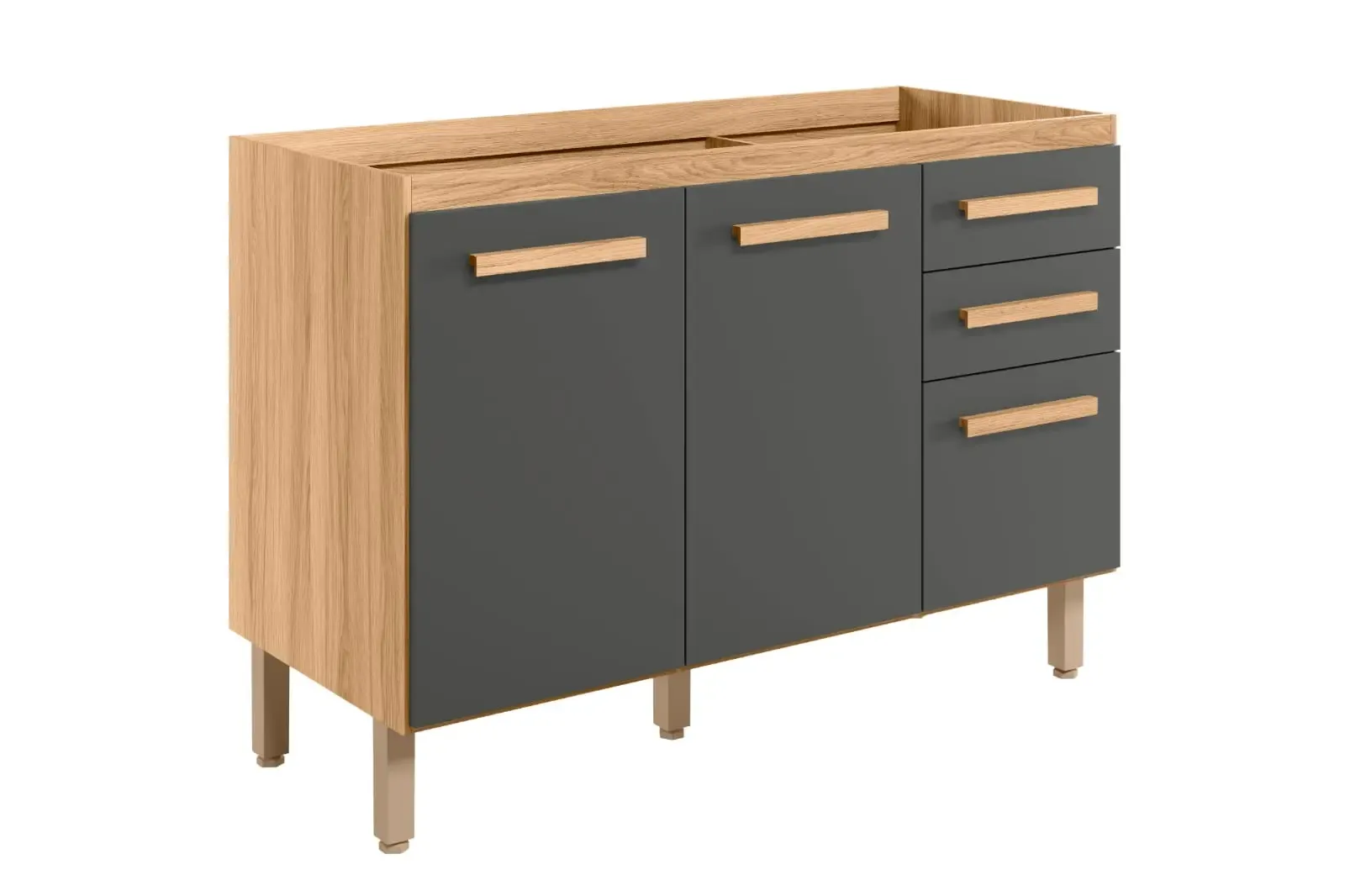 BALCAO PIA NICIOLI INTENZA MDP 1.20MT 3GV S/TAMPO 16988-307 FREIJO/CHUMBO