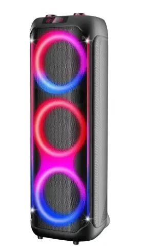 CAIXA SOM F-SOUND C/BATERIA FS-383 BT C/2 MICROFONES S/FIO + CONTROLE 1.800W