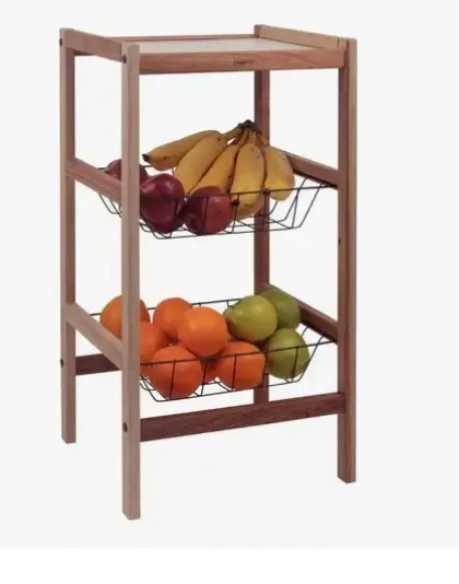FRUTEIRA TRAMONTINA UTILINEA MADEIRA C/ ESTANTE + 2 CESTOS