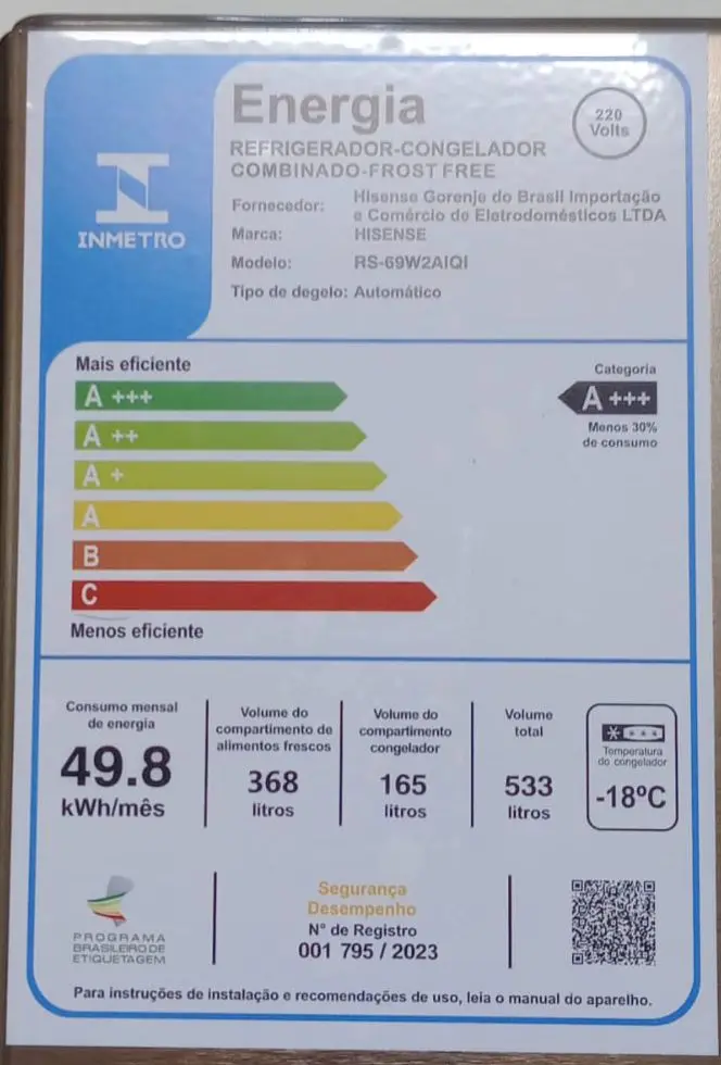 REFRIGERADOR HISENSE RS69W 533LT INVERTER SIDE BY SIDE INOX 220V 3