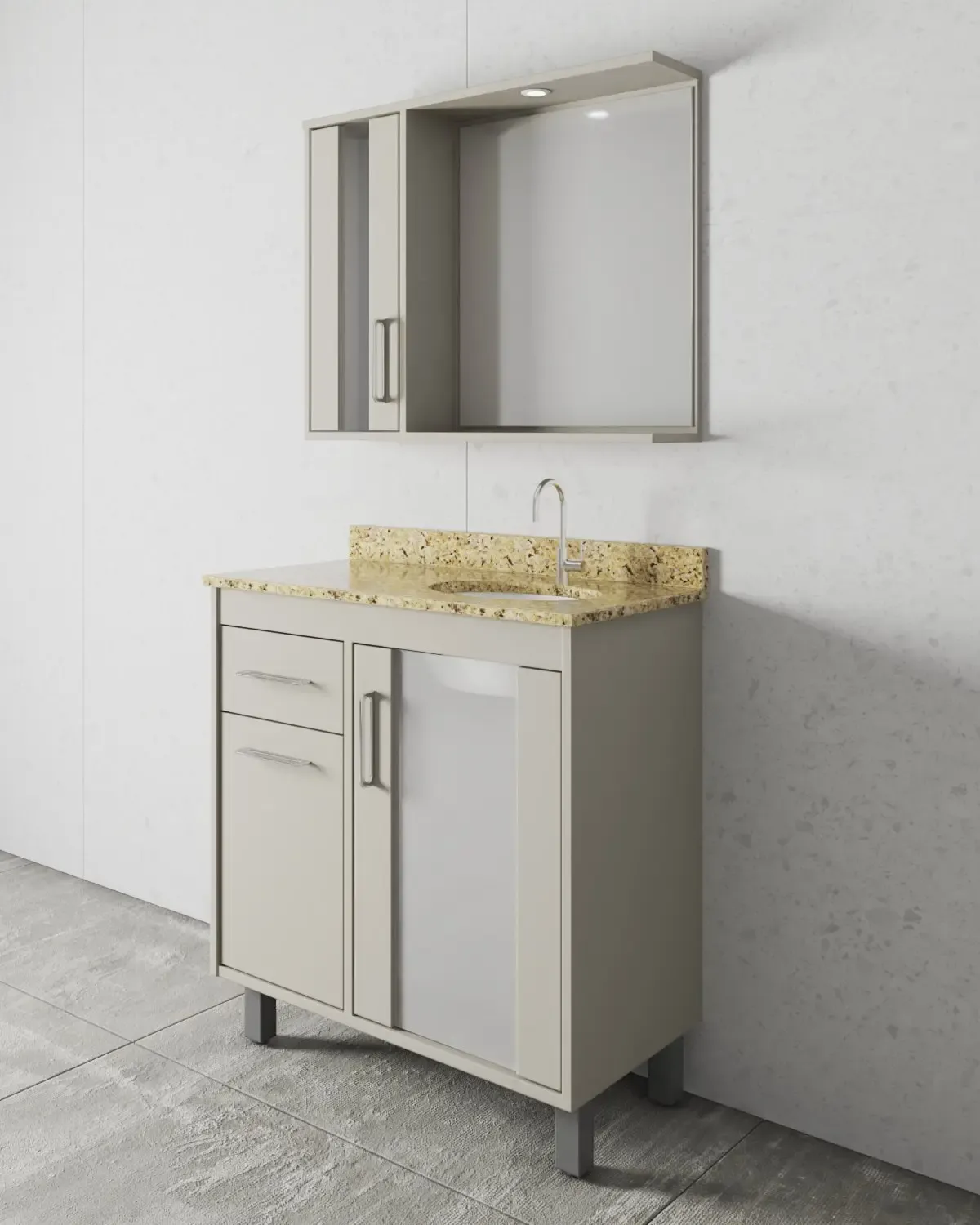 CONJ. BANHEIRO CREPALDI 0182G MONZA 80 77.5CM MDF MARMORE PECAN