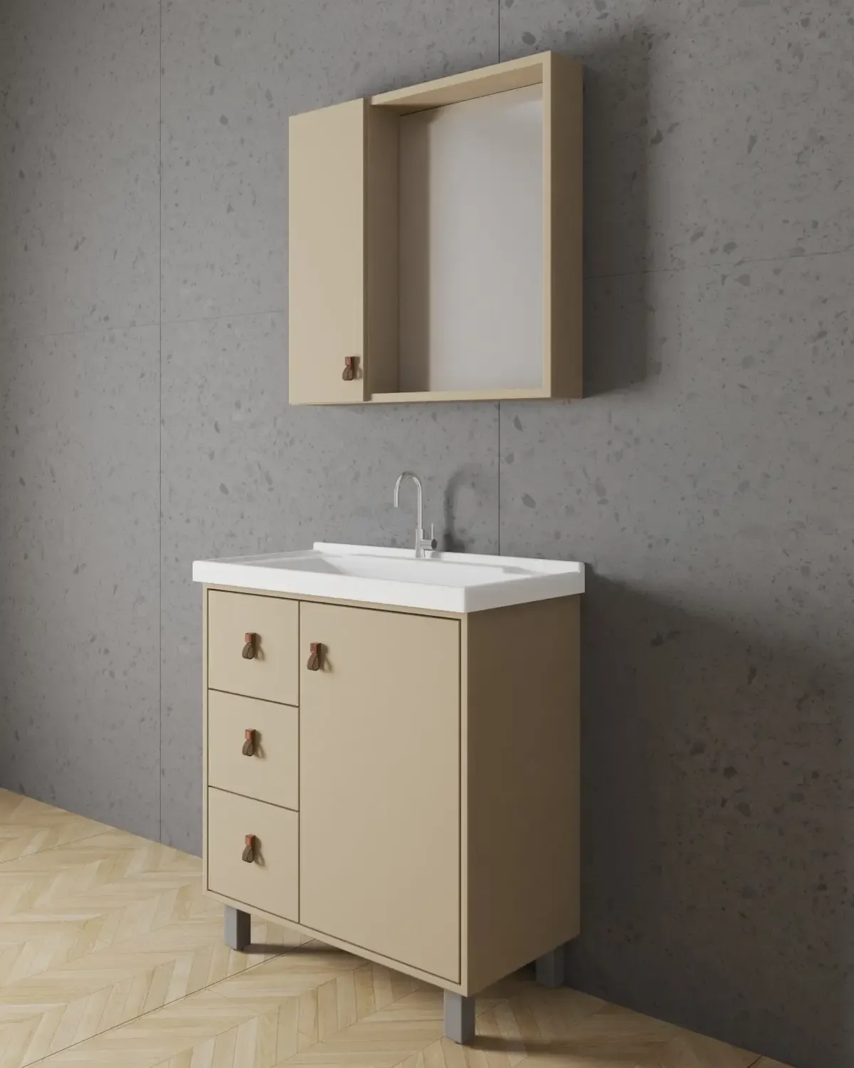 CONJ. BANHEIRO CREPALDI 0142 PARIS 80 77.5CM MDF TAUPE