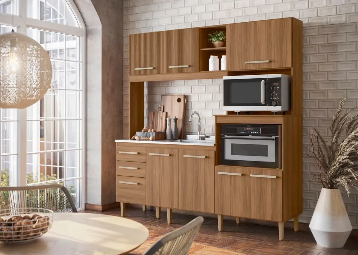 KIT COZINHA NICIOLI PIATA 1.90LX2.00A 18325-332  MDF IPE/IPE