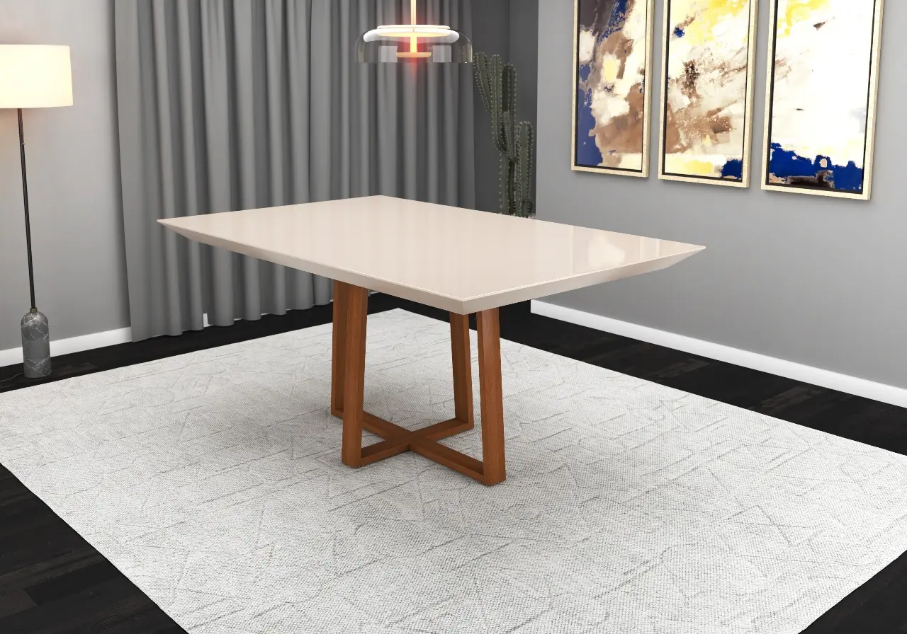 MESA TRADICAO 1.60X0.90 GALLES CANELA TAMPO OFF/WHITHE