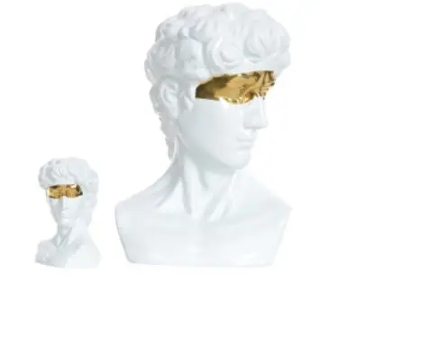 ESCULTURA BUSTO FLORARTE CERAMICA BRANCO DOURADO 84463001(BL)
