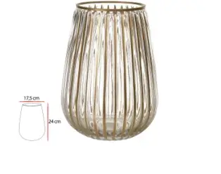 VASO VIDRO FLORARTE TRANSPARENTE DOURADO 52356001(BL)