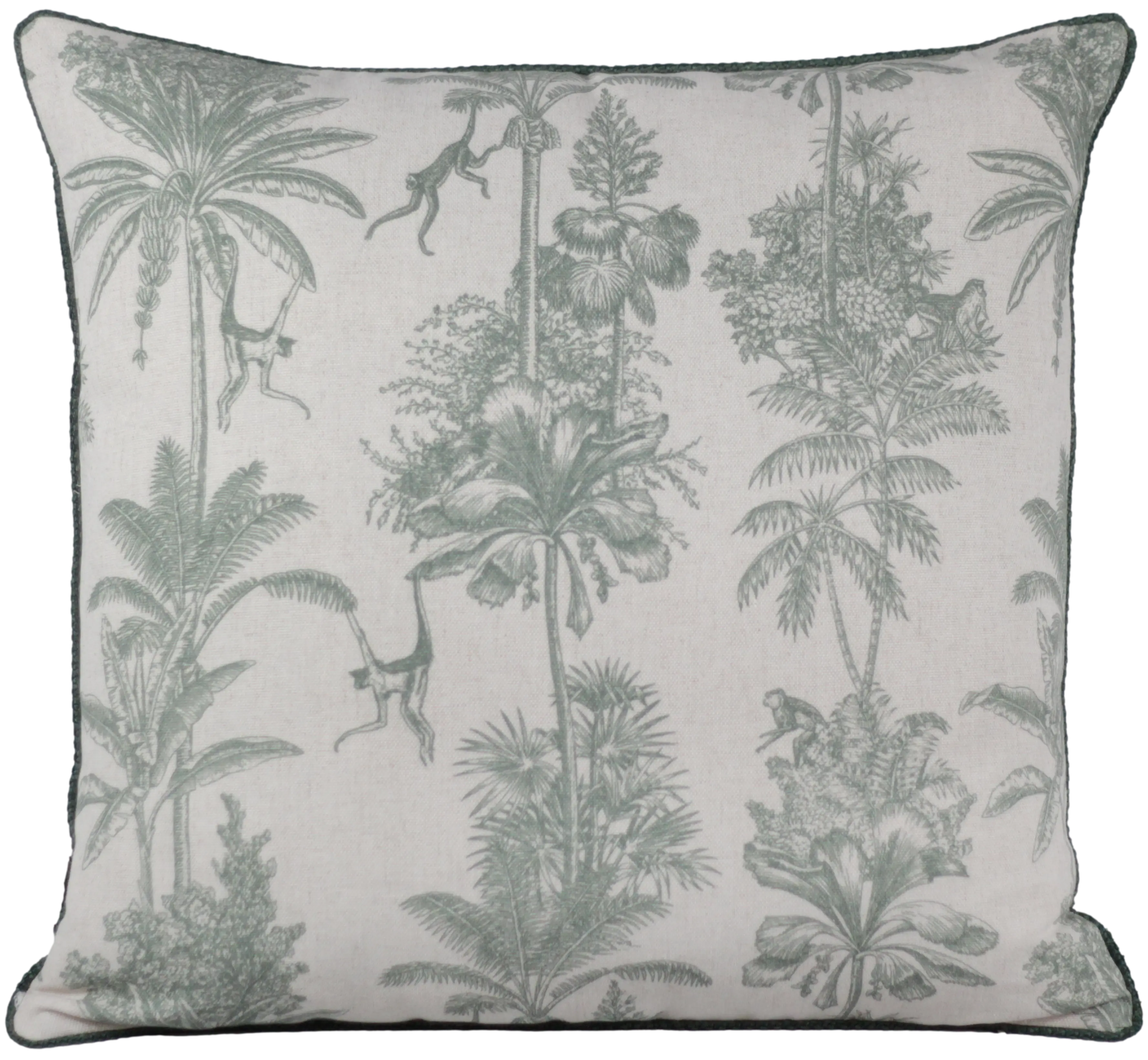 ALMOFADA DECORTEXTIL 424-89 LINHO CRU ESTAMPA FLORESTA CORDA VERDE(BL)