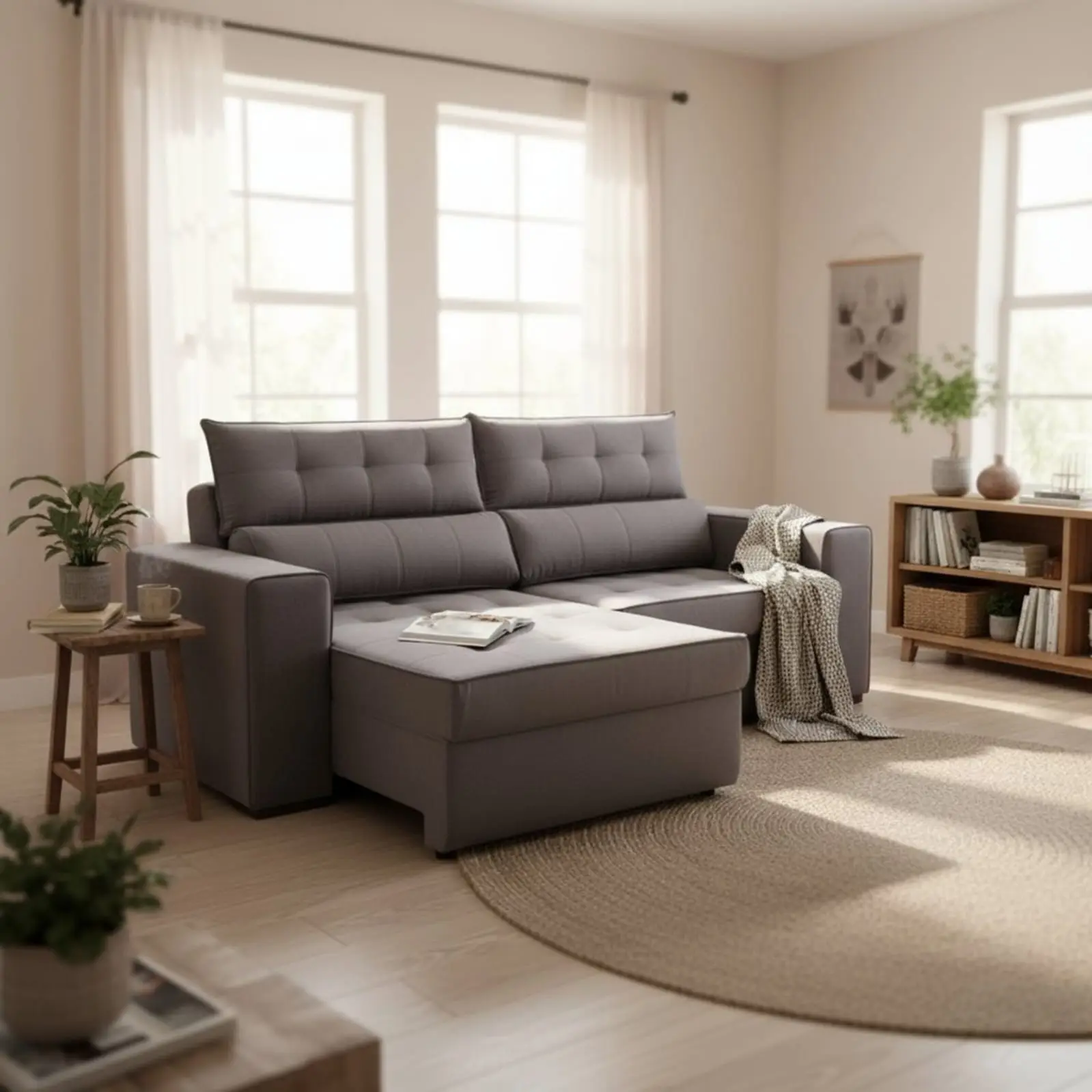 ESTOFADO BARUC AMERICAN PRIME 2.50MT  T112 SUEDE CINZA 3