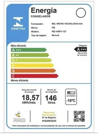 FREEZER VERTICAL HQ 146FV 146LT BRANCO 220V 2