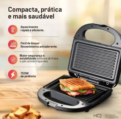 SANDUICHEIRA HQ SG003/SG004 PRETA 220V 2