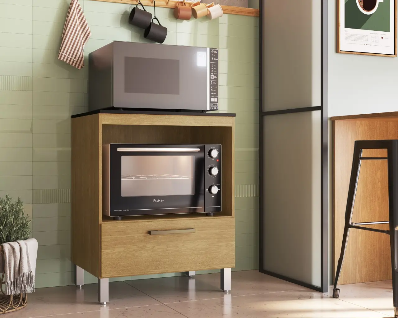 BALCAO CADORIN FORNO E COOKTOP 2079 0.70CM MDP FREIJO