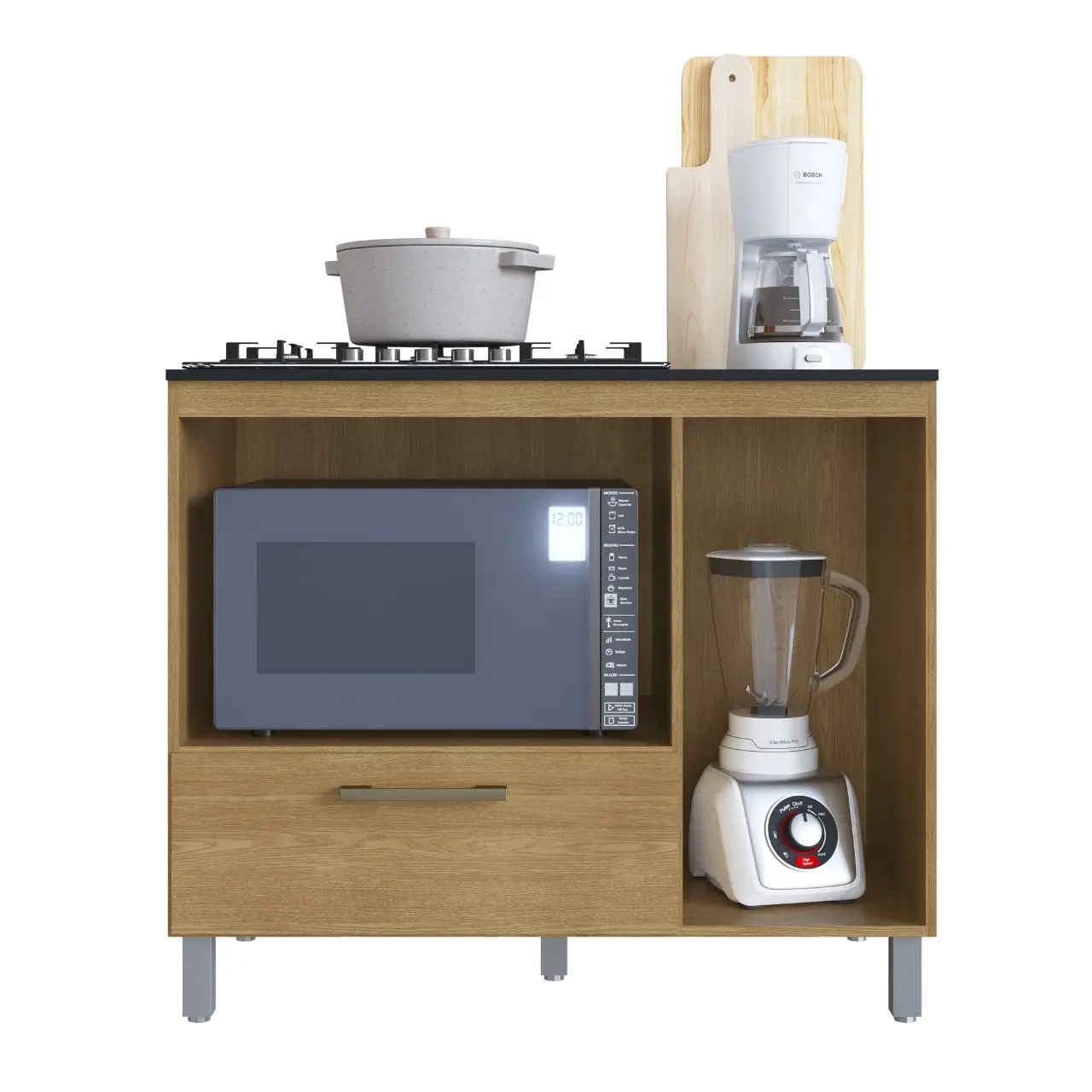 BALCAO CADORIN FORNO E COOCKTOP 2077 1.05M MDP FREIJO 2