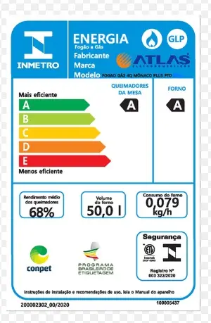 FOGAO 4B ATLAS MONACO PLUS C/ ACENDIMENTO PRETO 2