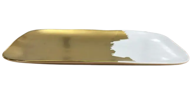 BANDEJA FLORARTE PORCELANA BRANCA DOURADA 834930001(BL)