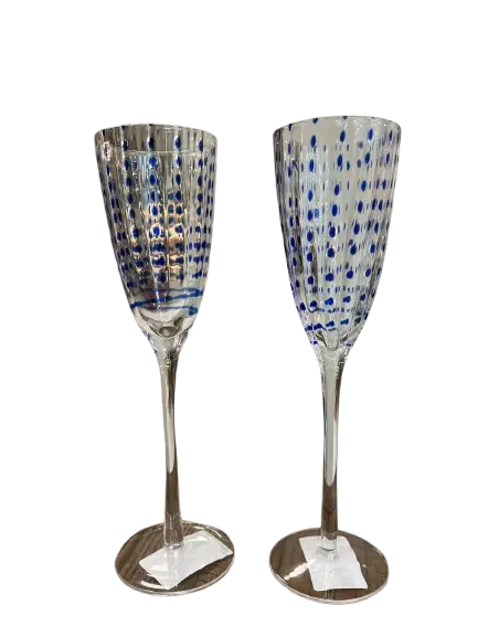 CONJ TACA FLORARTE 220ML TRANSPARENTE AZUL 2PC(BL)