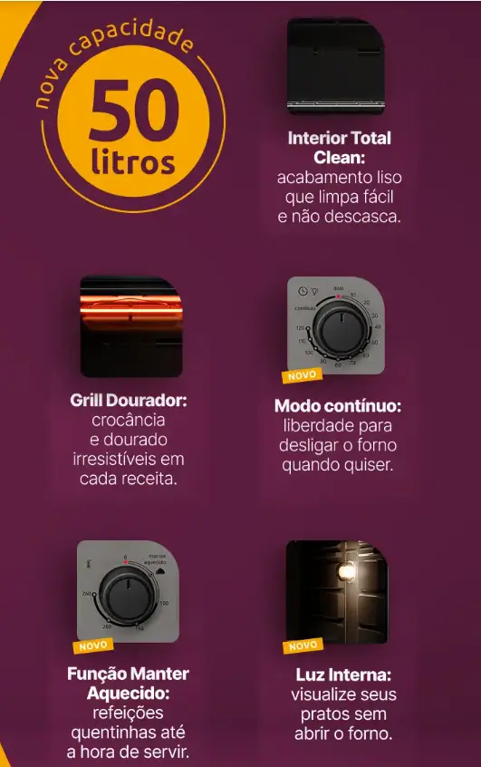 FORNO ELETRICO 50LT MUELLER MFB50B PRETO 220V 2