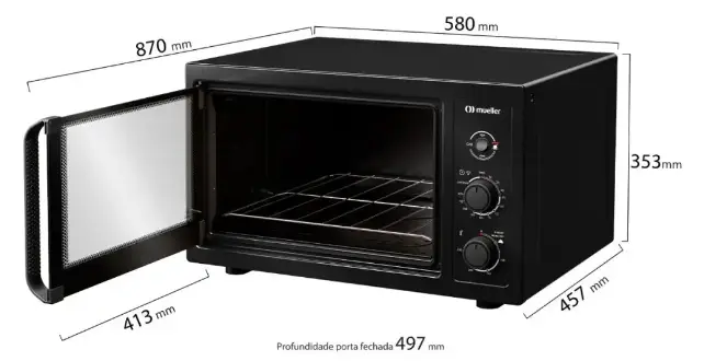FORNO ELETRICO 50LT MUELLER MFB50B PRETO 220V 5