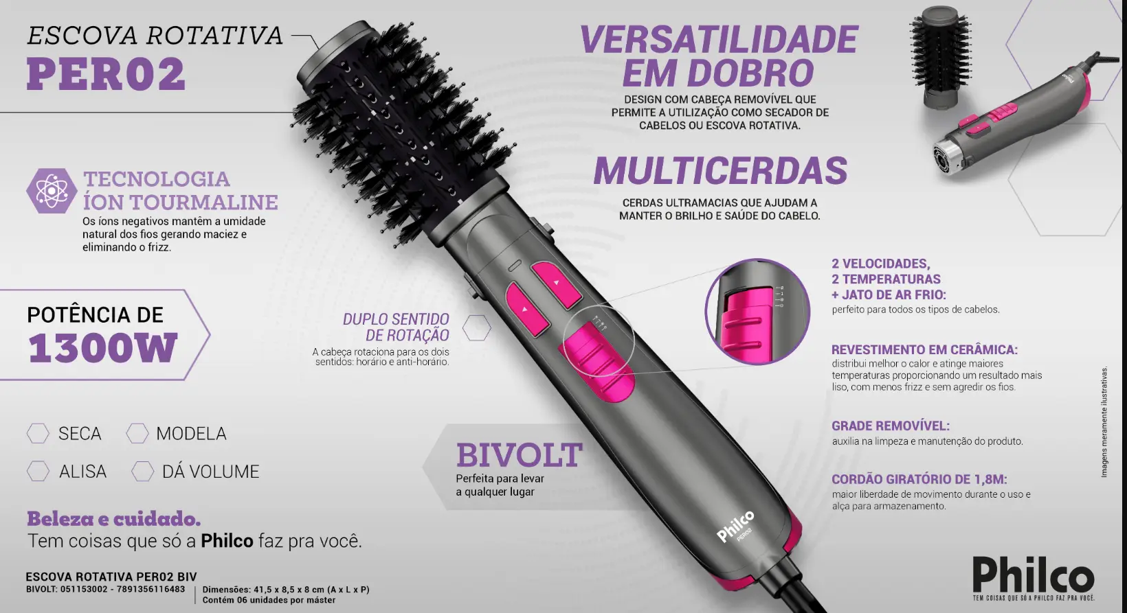 ESCOVA ROTATIVA PHILCO PER02 BIV