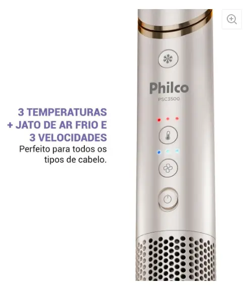 SECADOR CABELO PHILCO PSC3500 BOBRAVEL 4 EM 1 1.450W 3