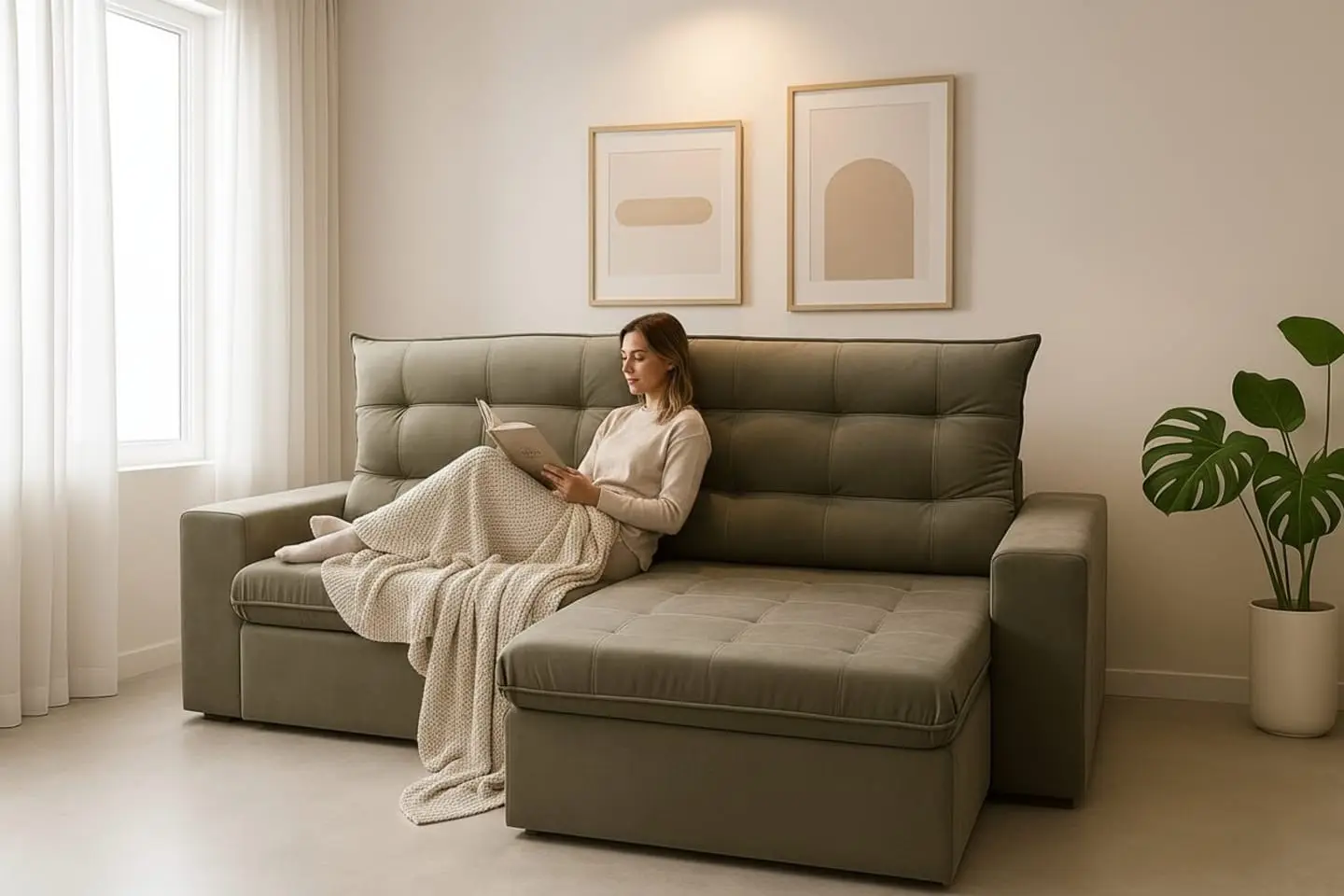 ESTOFADO BARUC MOZA 2.50MT T219 SUEDE MARROM